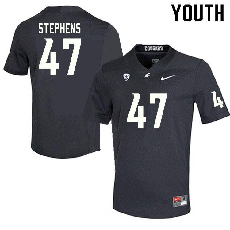 Youth #47 Darnell Stephens Washington State Cougars College Football Jerseys Sale-Charcoal - Click Image to Close